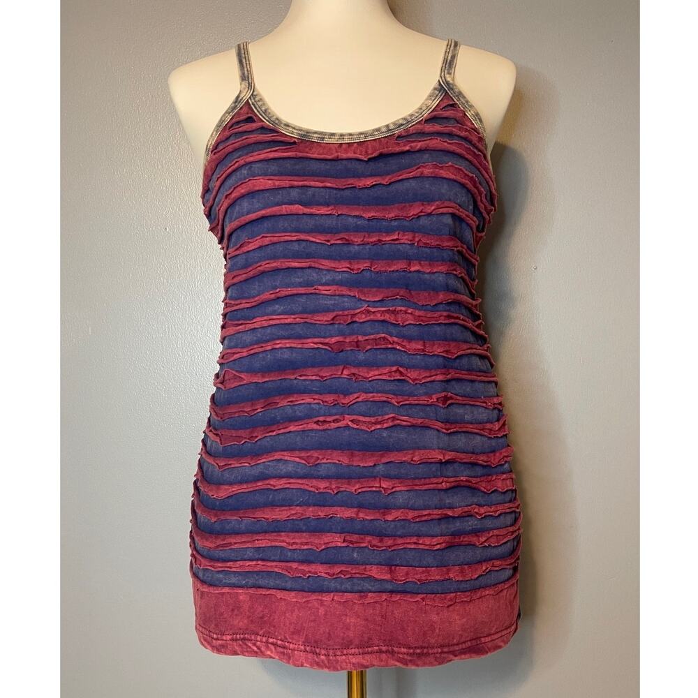 KPC Medium Distressed Tank Top Razor Cut Acid Mineral Vintage Wash Ribbed